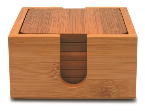 Imagem 2 de 2 de Porta Copos Quadrado Em Bambu 7 Pcs Yoi