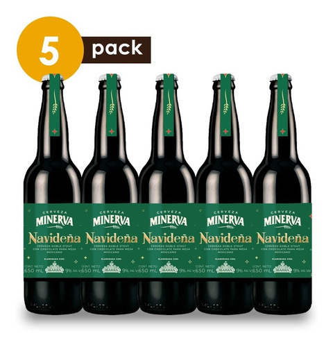 Cerveza artesanal Cerveza Minerva Imperial Stoutnegro 650 mL 5 unidades