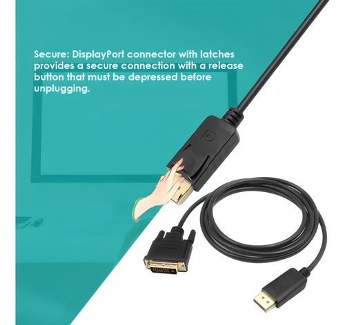 Cable Conector Macho Adaptador Dp A Dvi 1080p 1.8m Display