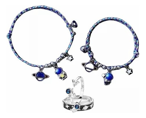 Set Astronauta 2pulseras Pareja De Imán+2anillo, Amor Eterno