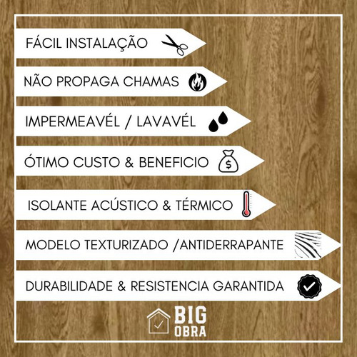 Piso Vinílico Autoadesivo 2mm Régua Madeira Big Obra 13m2