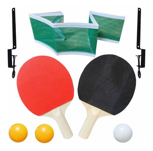 Kit Ping Pong Tênis De Mesa Raquetes Bolinhas Rede Suporte.