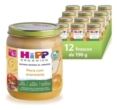 Papilla Orgánica Hipp Pera Con Manzana. Sin Azúcares