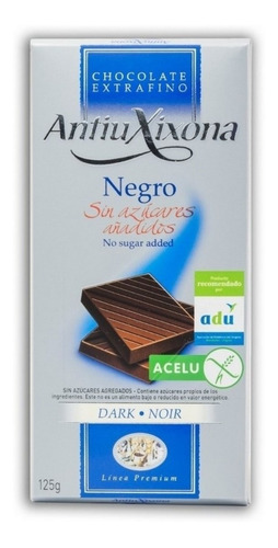 Chocolate Antiu Xixona - Negro Sin Azúcar