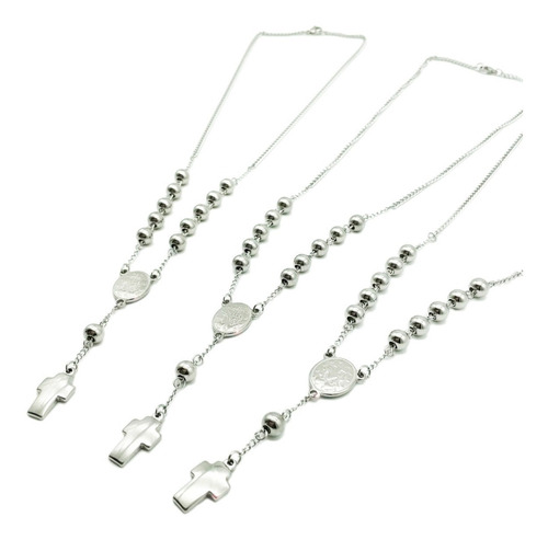 Oferta! 3 Collares Denarios Mujer Acero Quirurgico X Mayor