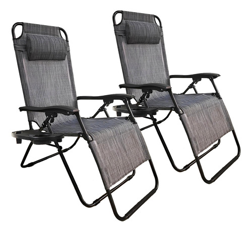 Reposera plegable Garden Life Gravedad Cero 2 unidades color Gris jaspeado