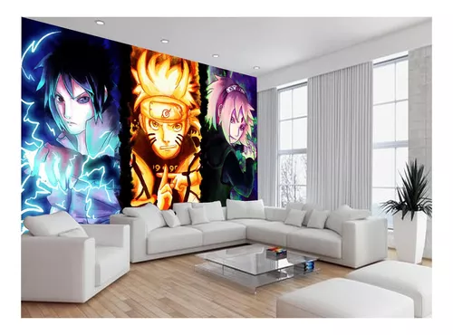 Adesivo de parede anime 3D menino menina Naruto desenho Ninja Samurai mangá  vinil mural-90X60CM-A_4060CM