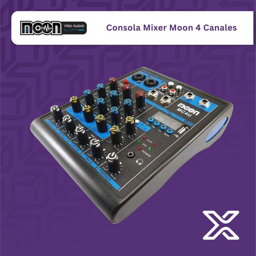 Mixer Interface De 4 Canales Fx Usb Bt Phantom Mc4u Moon