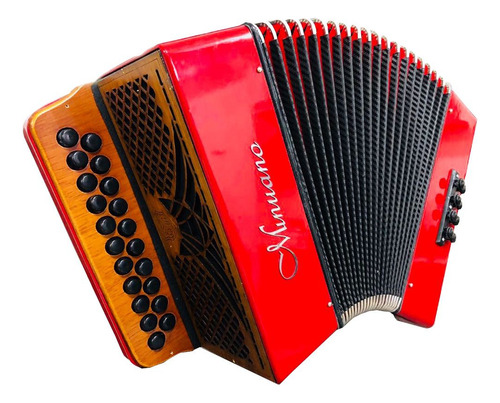 Acordeon 8 Baixos 21 Botões Minuano 8/21 ( Gaita De Botão ) Cor Vermelho