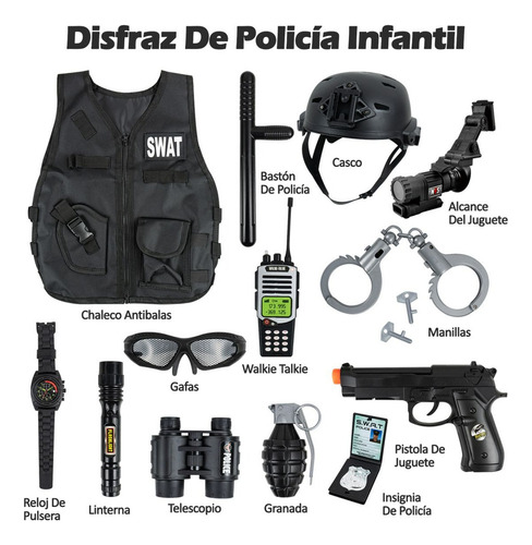 Redcrab Swat Conjunto De Disfraces De Policía For Niños