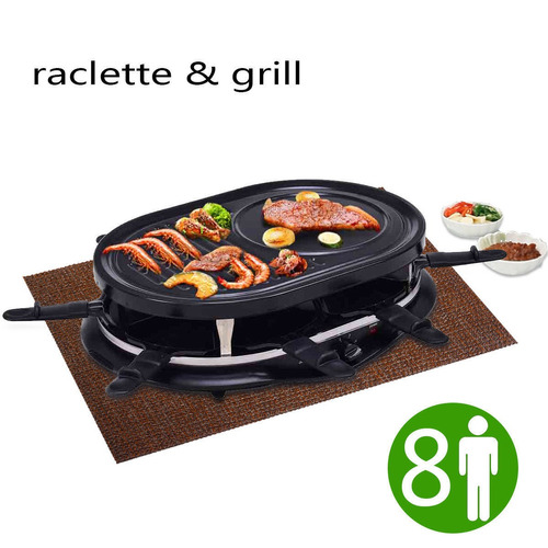 Raclette Eléctrica Parrilla Oval 1200w 8 Personas Fiesta