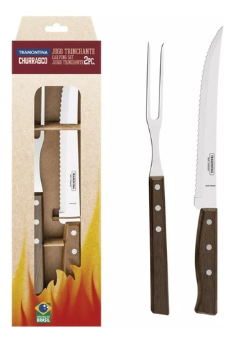 Set 2 Pzs Asado Tramontina Churrasco Cuchillo Y Tenedor