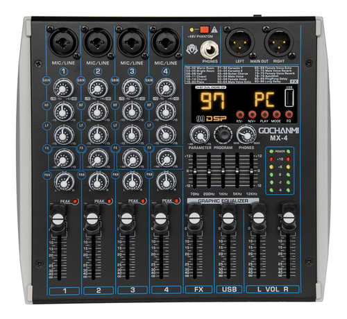 Mesa De Som Gochanmi Am-mx4 Profissional Misturador 99 Dsp
