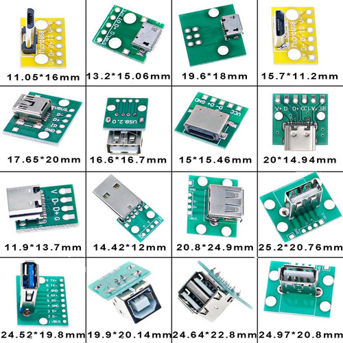 Conector Usb A Dip Con Placa Pcb, Micro-usb, Usb 2.0, C, U