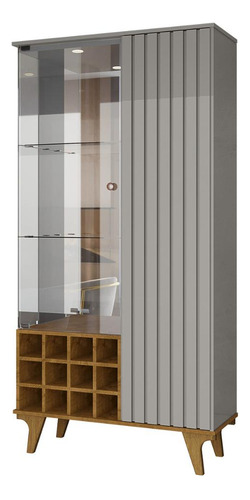 Cristaleira com Vidros 2 Portas e Adega 90,5cm Multimóveis CR50107 Off White/Naturalle