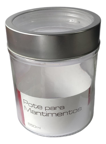 Pote Vidro Clean Porta Mantimentos Tampa Prata 550ml Wincy