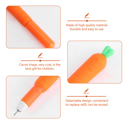 Pacote Com 12 Canetas De Tinta De Gel De Cenoura Caneta De S