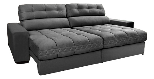 Sofá Retrátil e Reclinável com Molas Ensacadas Cama inBox Master 2,12m Tecido Suede Cinza