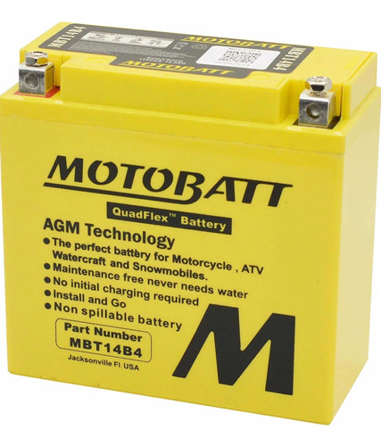 Batería Motobatt Mbt14b4 Yamaha Fz1000/ Xv1100/ Raider