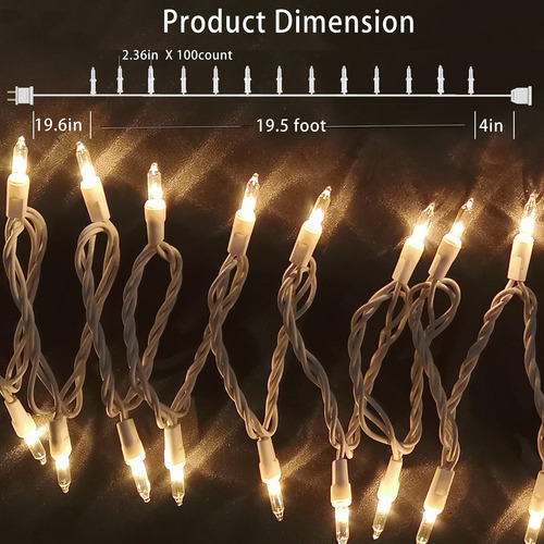 Juego De 100 Luces De Navidad Mini Transparentes 6.4 M