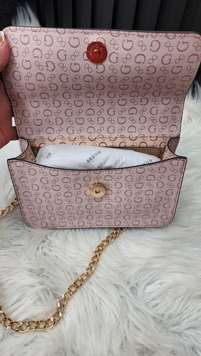 Crossbody Guess Sg940576 Nueva 100 % Original Con Etiqueta Rosa Estampado Oro Dorado Oscuro