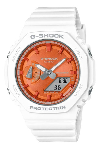 Reloj Casio G-shock Gma-s Para Dama Color de la correa Blanco Color del bisel Blanco Color del fondo Naranja