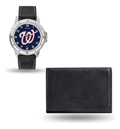 Mlb Men 's Juego De Reloj Y Portafolios (negro)