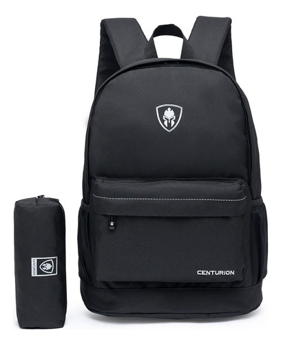 Kit Mochila + Estojo Masculino Escolar Passeio Resistente Cor Preto