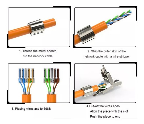 Conector De Red Blindado, Acoplador Rj45 Cat6a