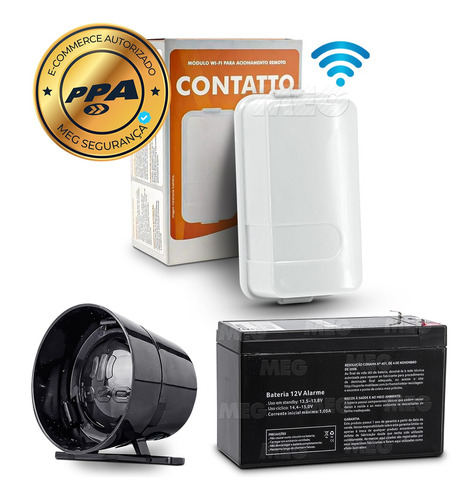 Kit Módulo Contatto Wifi App Cel Ppa Bateria Alarme Sirene