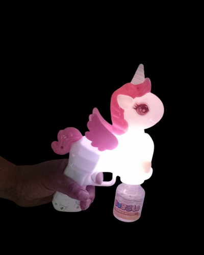 Pistola De Burbujas Con Luz Forma Unicornio Niña Burbujas