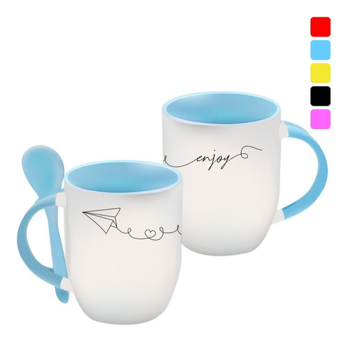 Taza Personalizada Avioncito De Papel Con Cuchara
