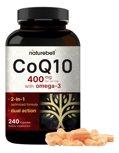 Suplemento Naturebell CoQ10 de 400 mg con Omega-3 240 cápsulas