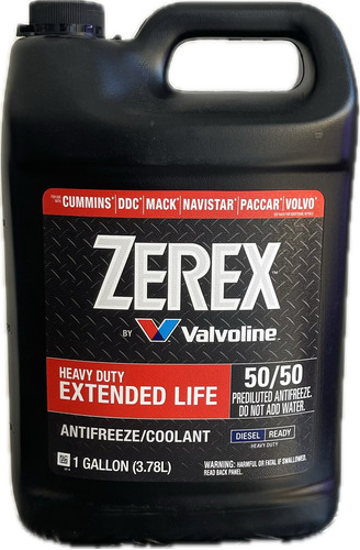 Refrigerante Valvoline Zerex 50/50 Prediluido Color Negro
