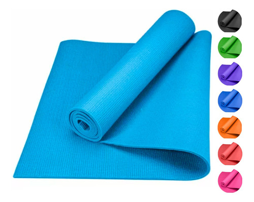 Tapete Yoga Pilates Fitness Ejercicio Portátil 3mm Grosor Color Celeste