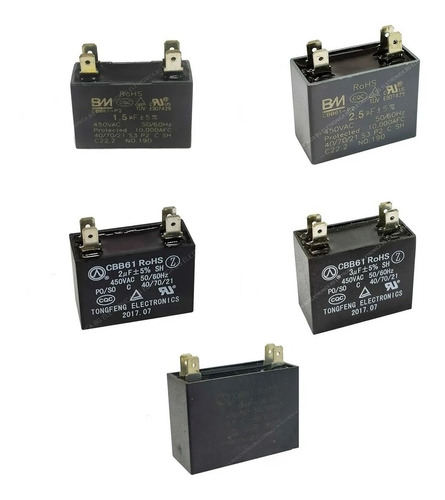 Capacitor Arranque Ar 1,5uf 2uf 2,5uf 3uf 4uf 450v X 5 Cada