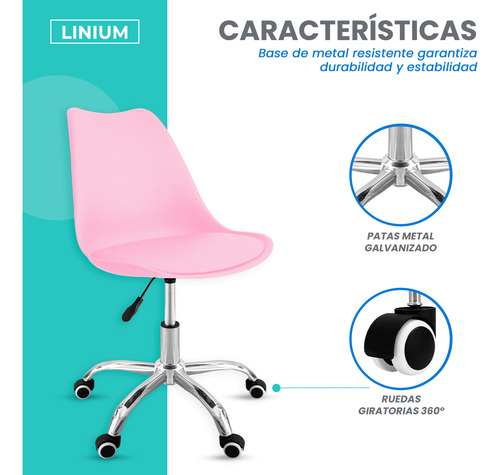 Silla Oficina Salon Estetica Escritorio Tulip Sala Junta10pz Rosa Asiento Acolchonado Tapizado Vinipiel