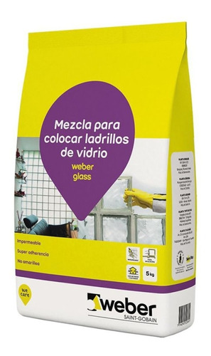 Pegamento Para Ladrillos De Vidrio Weber Glass 25kg Blanco