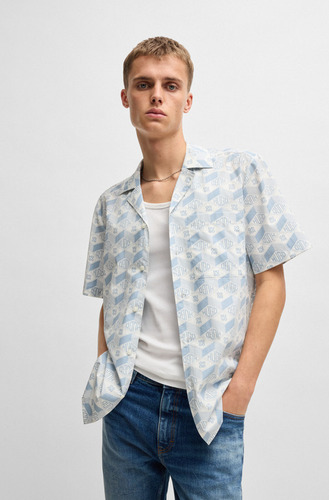Camisa Para Hombre Hugo Corte Relaxed Fit De Algodón