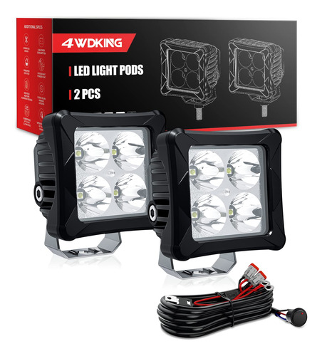 4wdking Barra De Luz Led Con Arnes De Cableado Dt, 2 Unidade