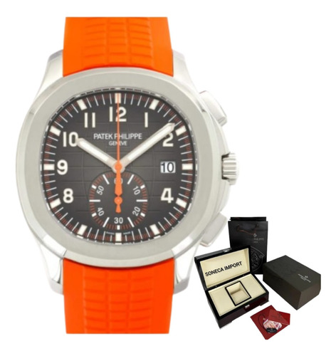 Relógio Patek Automático Aquanaut Laranja + Caixa Original Laranja Prateado Preto (Recondicionado)