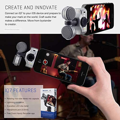 Zoom Iq7 Mid-side Stereo Microphone Para iPhone/iPad + Adapt