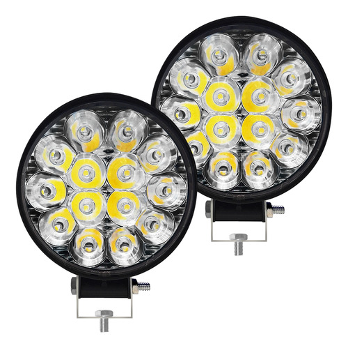 Juego 2 Mini Faros 14 Led Auxiliar Blanco 12/24v 4x4 Calidad