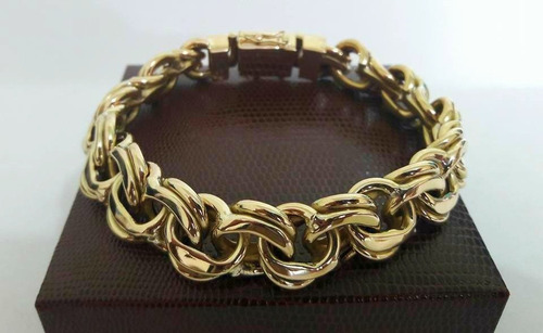 Pulseira Friso Duplo 50 Gramas 15mm Ouro 18k