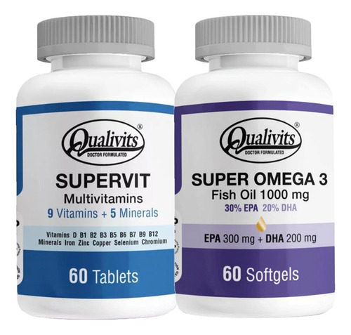 Super Omega 3 60 Cáps. + Multivitamínico Supervit Qualivits