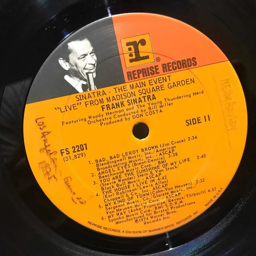Frank Sinatra 1974 Vinilo Usa The Main Event Live Palermo