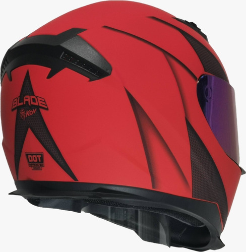 Imagen 5 de 7 de Casco Para Moto Cerrado Kov Novak Blade Rojo/ Gris