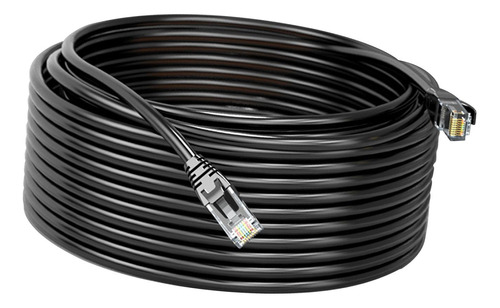 Cable Ethernet Cat6e, Gigabit, Negro, Duradero, Fácil 20m