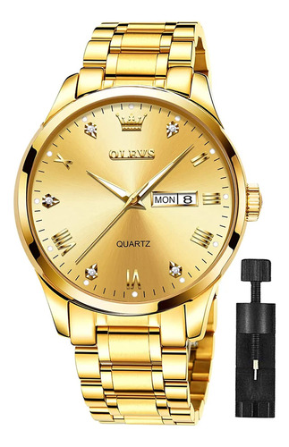 Olevs Relojes De Colo Oro Para Hombre, Analgico, De Cuarzo.