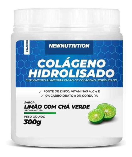 Colágeno Hidrolisado 300g Limão Com Chá Verde - Newnutrition